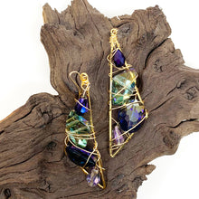 Load image into Gallery viewer, #E2A Dramatic Long Crystal Triangular Earrings