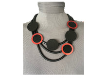 Load image into Gallery viewer, #N9 V Statement Rubber Necklace - Black on Red
