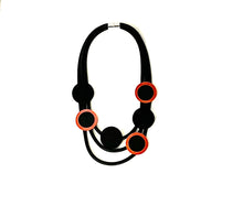 Load image into Gallery viewer, #N9 V Statement Rubber Necklace - Black on Red
