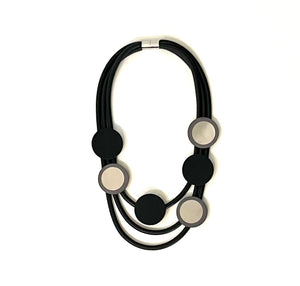 #N 9 V2 Statement Rubber Necklace - Silver on Black