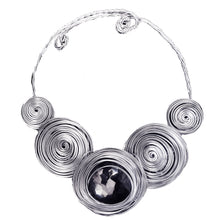 Load image into Gallery viewer, #N8 Statement Silver Aluminum Choker with Focal Black Crystal
