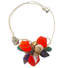 Load image into Gallery viewer, #N9B Necklace Flower Shape Red Semi Precious Choker
