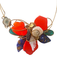 Load image into Gallery viewer, #N9B Necklace Flower Shape Red Semi Precious Choker
