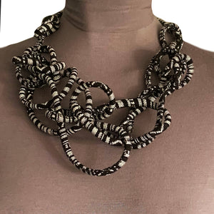 #N9H Black and Gray Fabric Choker