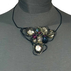 #N9D Crystal Floral Statement Choker