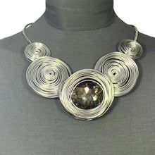 Load image into Gallery viewer, #N8 Statement Silver Aluminum Choker with Focal Black Crystal
