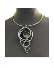 Load image into Gallery viewer, #N9 W Statement Aluminum and Crystal Necklace
